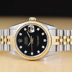 Rolex 31mm Midsize 18k Gold Diamond Watch